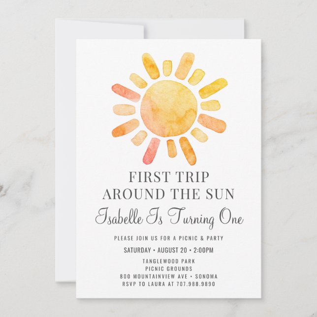 Convites Primeira Viagem Em Torno Do Sol Primeiro Aniversár (Frente)