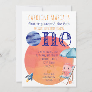 Convites Primeira viagem em torno do Sun Baby primeiro aniv