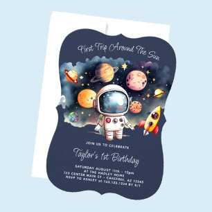 Convites Primeira Viagem Espacial ao Redor do Sol Aniversár
