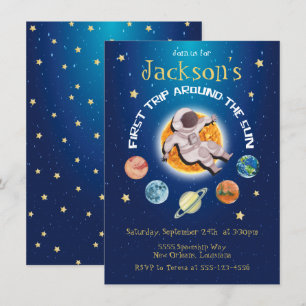 Convites Primeira viagem espacial em torno do Sol Astronaut