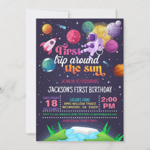 Convites Primeira viagem espacial pelo mundo (garota)