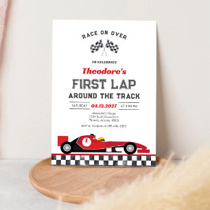 Convites Primeira Volta na Pista Carro de Corrida 1º Aniver