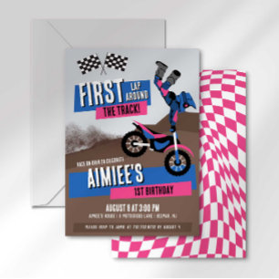 Convites Primeira Volta na Pista Moto de Trilha de Aniversá