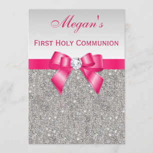 Convites Primeiras jóias da prata do comunhão santamente,