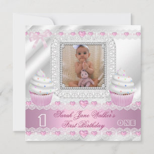 Convites Primeiro aniversário 1rua Garota Branca Corações R