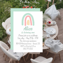 Convites Primeiro aniversario amarelo verde arco-íris