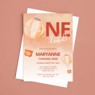 Convites Primeiro aniversario Apricot Boho de Balão de Ar Q