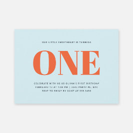 Convites Primeiro Aniversário, Azul e Vermelho Moderno Past