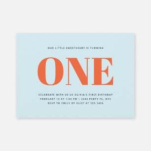 Convites Primeiro Aniversário, Azul e Vermelho Moderno Past