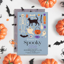 Primeiro aniversario Azul Spooky One Halloween Mot