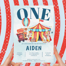 Convites Primeiro aniversario Azul Superior Grande do Circo