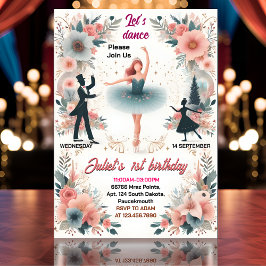 Convites primeiro aniversario Ballerina, de tutu rosa