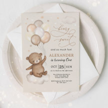 Primeiro aniversario Beary Sweet Teddy Bear & Ball