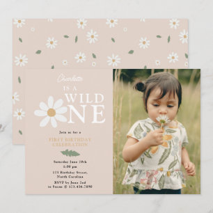 Convites Primeiro aniversario Bela Daisy Flower Rapariga Se