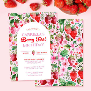 Convites Primeiro aniversario Berry Strawberry Girl