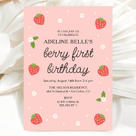 Convites Primeiro aniversario Berry Strawberry Primeira Fes