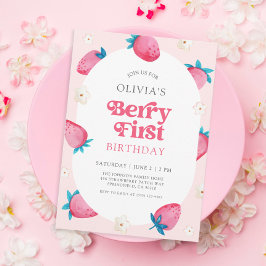 Convites Primeiro aniversario Berry Strawberry Primeira Fes