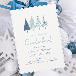 Convites Primeiro aniversario Blue Winter Onderland Boy