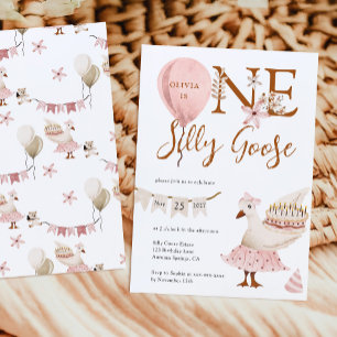 Convites Primeiro aniversario Boho Girl do ganso de um Bobo