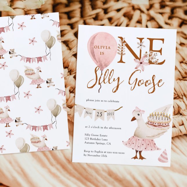 Convites Primeiro aniversario Boho Girl do ganso de um Bobo (Criador carregado)