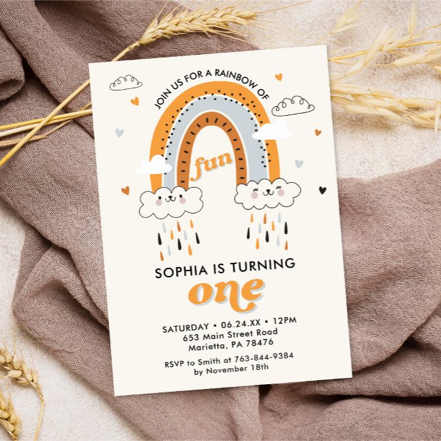 Convites Primeiro aniversario Boho Rainbow (Criador carregado)