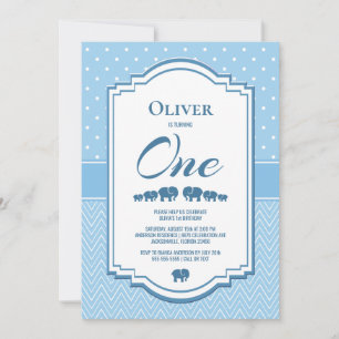 Convites primeiro aniversario Bolinhas Azul - Grelhas de Gr