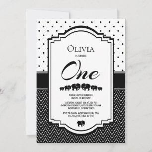 Convites primeiro aniversario Bolinhas e faixas brancas pre