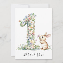 Convites Primeiro aniversario Bunny Floral
