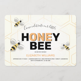 Convites Primeiro Aniversário Caricatura De Abelhas Amarela