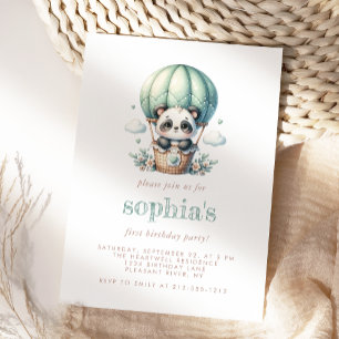 Convites Primeiro Aniversário, Casa Verde, Panda Balão