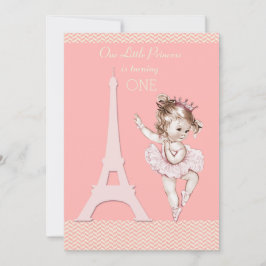 Convites Primeiro aniversario Chic Ballerina Eiffel Tower C
