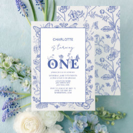 Convites primeiro aniversario Chinoiserie Blue Está Virando