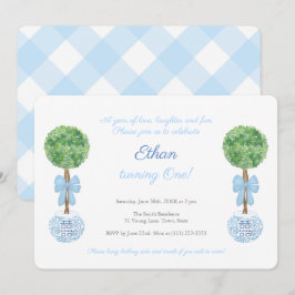 Convites Primeiro aniversario Clássico Azul e Branco