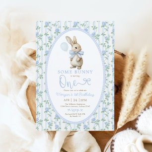 Convites Primeiro aniversario Coquette Blue Bunny Vintage R