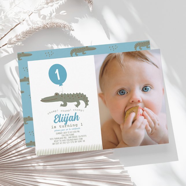 Convites Primeiro aniversario Crocodilo do Alligator Balloo (Criador carregado)