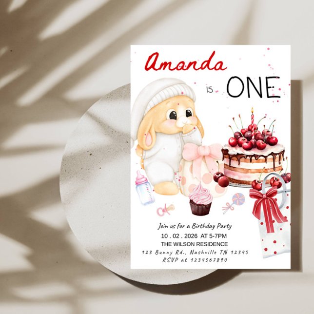 Convites Primeiro Aniversário da Coelhinha ONE - Aniversári (Criador carregado)