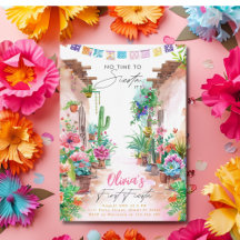 Primeiro Aniversário da Fiesta Cactus Watercolor G