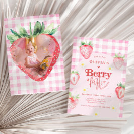 Convites Primeiro Aniversário da Fotografia de Cute Strawbe