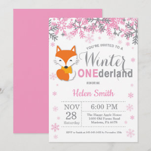 Convites Primeiro aniversario da Fox Girl do Winter Onederl