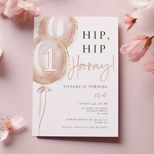 Convites Primeiro Aniversário da Garota do Balão Rosa