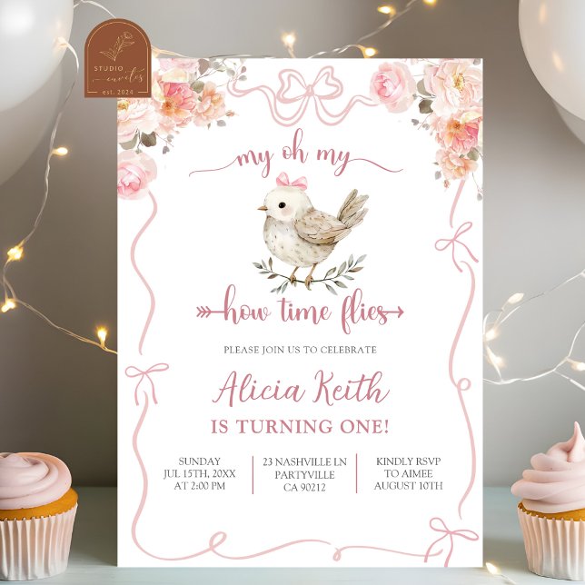 Convites Primeiro Aniversário da Menina Birdie (Criador carregado)