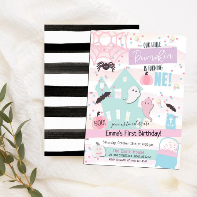 Convites Primeiro Aniversário da Pequena Abóbora Halloween  (Criador carregado)