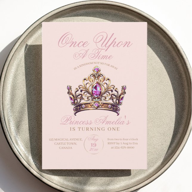 Convites Primeiro Aniversário da Princesa Dourada Rosa (Criador carregado)