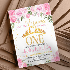 Convites Primeiro aniversario da Princesa Floral Dourada ro