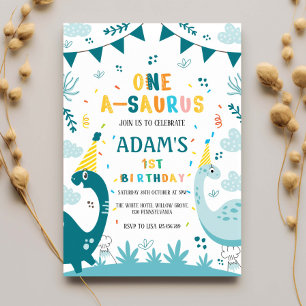 Convites Primeiro aniversário de 1 ano Dinosaur Dark & Ligh