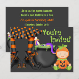 Convites Primeiro aniversario de Abóbora de Halloween