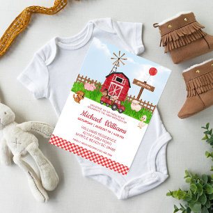 Convites Primeiro Aniversário de Animais de Criação de Barn