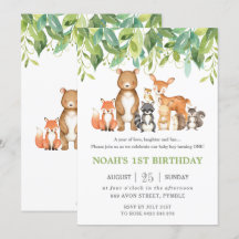 Primeiro aniversario de animais florestais Garoto
