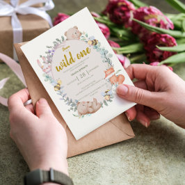 Convites Primeiro aniversario de Animais Florestais Selvage