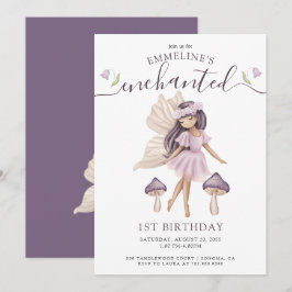 Convites Primeiro aniversario de Aquarela de Fada Encantada